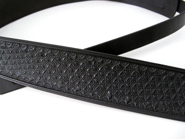 Box Stamped Leather Guitar Strap