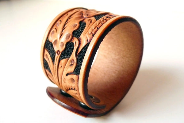 Tan & Black Wild Rose Cuff