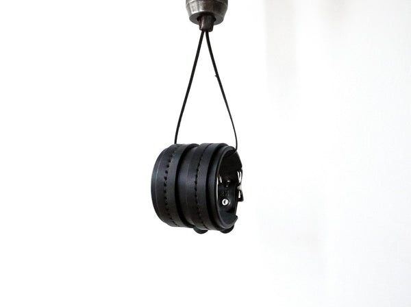 All-Black Double Strap Saddle Stitch Cuff
